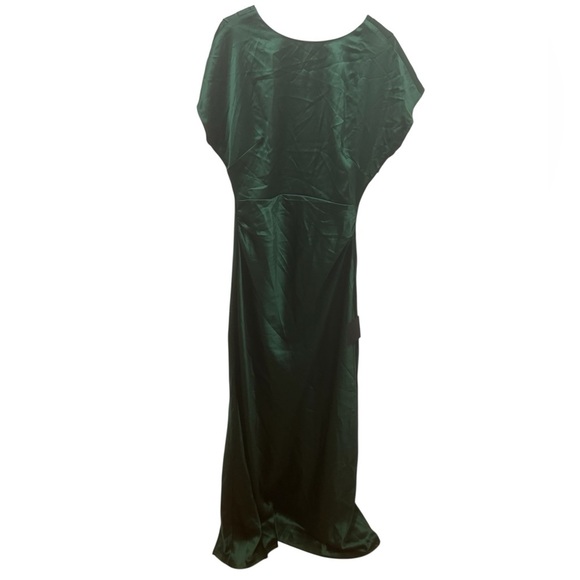 Lulu's Captivating Presence Forest Green Satin Cowl Back Maxi Dress Size Large - Picture 3 of 6